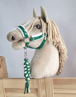 Zestaw do Hobby Horse: kantar A3 z białym futerkiem + uwiąz ze sznurka - biało-zielony