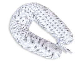 Poduszka ciążowa Longer dla kobiet w ciąży do spania - Granatowe groszki na białym