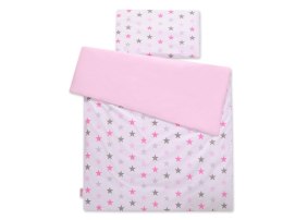 Pościel dla niemowląt 2-częściowa bawełniana -gwiazdy szaro-różowe/różowy