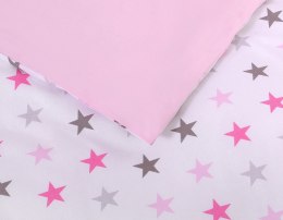 Pościel dla niemowląt 2-częściowa bawełniana -gwiazdy szaro-różowe/różowy