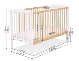 Drewniane łóżeczko dla niemowląt 120x60cm Leonardo biało-drewniane