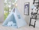 Namiot TIPI dla dzieci + mata + poduszki + zawieszki pióra - niebieski