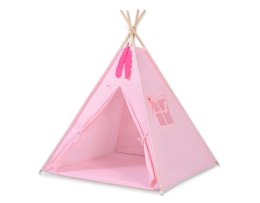 Namiot TIPI dla dzieci + mata + poduszki + zawieszki pióra - różowy
