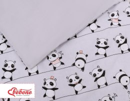 Pościel 3-cz z ochraniaczem - pandy szare