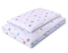 Pościel dla niemowląt 2-częściowa bawełniana - gwiazdki szaro-niebieskie