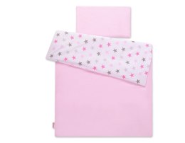 Pościel dla niemowląt 2-częściowa bawełniana - gwiazdy szaro-różowe