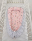 Kokon niemowlęcy dwustronny kojec otulacz Premium BOBONO- króliczki baletnice różowe