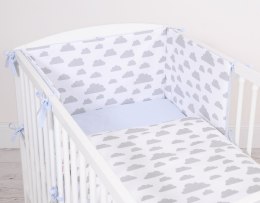 Pościel dla niemowląt 2-częściowa bawełniana - chmurki szare/niebieski