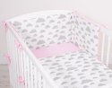 Pościel dla niemowląt 2-częściowa bawełniana - chmurki szare/różowy