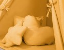 Namiot TIPI dla dzieci + mata + poduszki + zawieszki pióra - musztardowy