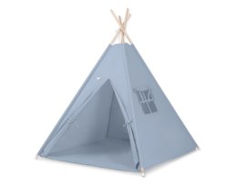 Namiot TIPI dla dzieci +mata + zawieszki pióra - brudny niebieski