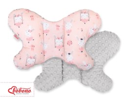 Poduszka antywstrząsowa BOBONO motylek - króliczki baletnice różowe/szary