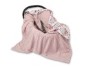 Dwustronny kocyk do fotelika dla niemowląt - łapacze snów kwiatowe/brudny róż