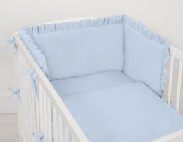 Uniwersalny ochraniacz z falbanką do łóżeczka niemowlęcego - niebieski