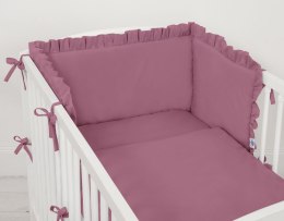 Uniwersalny ochraniacz z falbanką do łóżeczka niemowlęcego - róż retro