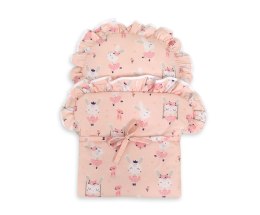 Becik dla lalek otulacz wiązany - króliczki baletnice różowe