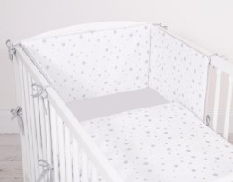 Dwustronna pościel dla niemowląt 2-częściowa bawełniana - mini gwiazdki szare na białym tle/szary