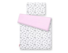 Pościel dla niemowląt 2-częściowa bawełniana - chmurki szare/różowy