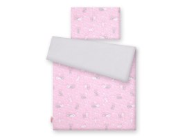 Pościel dla niemowląt 2-częściowa bawełniana - króliczki różowe/szary