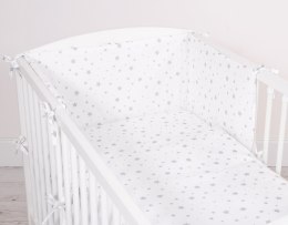Pościel dla niemowląt 2-częściowa bawełniana - mini gwiazdki szare na białym tle