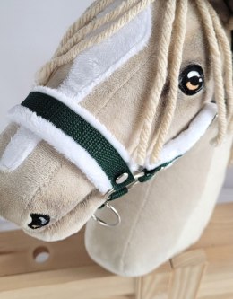 Kantar regulowany dla konia Hobby Horse A3 butelkowa zieleń z białym futerkiem