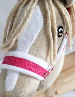 Kantar regulowany dla konia Hobby Horse A3 ciemny różowy białym futerkiem