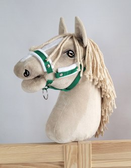 Kantar regulowany dla konia Hobby Horse A3 zielony z białym futerkiem