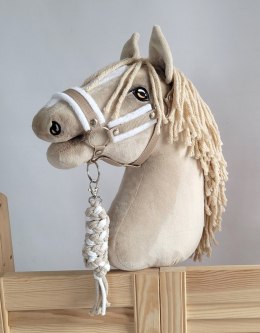 Zestaw do Hobby Horse: kantar A3 z białym futerkiem + uwiąz ze sznurka - biało-beżowy