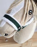 Zestaw do Hobby Horse: kantar A3 z białym futerkiem + uwiąz ze sznurka - biało-butelkowa zieleń