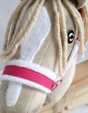 Zestaw do Hobby Horse: kantar A3 z białym futerkiem + uwiąz ze sznurka - biało-ciemnoróżowy