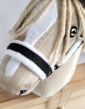 Zestaw do Hobby Horse: kantar A3 z białym futerkiem + uwiąz ze sznurka - biało-czarny