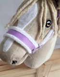 Zestaw do Hobby Horse: kantar A3 z białym futerkiem + uwiąz ze sznurka - biało-fioletowy