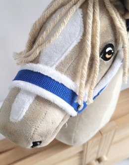 Zestaw do Hobby Horse: kantar A3 z białym futerkiem + uwiąz ze sznurka - biało-niebieski