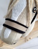 Zestaw do Hobby Horse: kantar A3 z czarnym futerkiem + uwiąz ze sznurka - czarno-beżowy