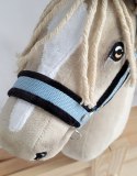 Zestaw do Hobby Horse: kantar A3 z czarnym futerkiem + uwiąz ze sznurka - czarno-błękitny