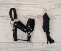 Zestaw do Hobby Horse: kantar A3 z czarnym futerkiem + uwiąz ze sznurka - czarno-czarny