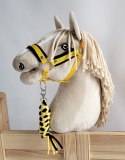 Zestaw do Hobby Horse: kantar A3 z czarnym futerkiem + uwiąz ze sznurka - czarno-żółty
