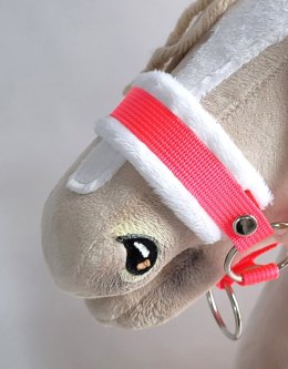 Kantar regulowany dla konia Hobby Horse A3 neon pink białym futerkiem