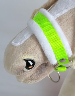 Zestaw do Hobby Horse: kantar A3 z białym futerkiem + uwiąz ze sznurka - neon-green/ biały
