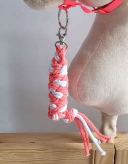 Zestaw do Hobby Horse: kantar A3 z białym futerkiem + uwiąz ze sznurka - neon-pink/ biały