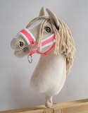Zestaw do Hobby Horse: kantar A3 z białym futerkiem + uwiąz ze sznurka - neon-pink/ biały