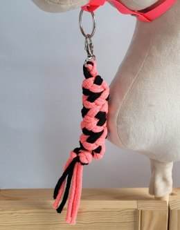 Zestaw do Hobby Horse: kantar A3 z czarnym futerkiem + uwiąz ze sznurka - neon-pink/ czarny