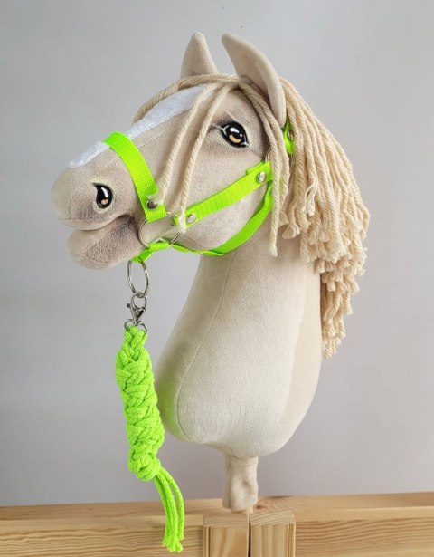 Zestaw do Hobby Horse: kantar A3 + uwiąz ze sznurka - neon-green