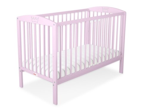 Drewniane łóżeczko dla niemowląt 120x60cm korony różowe