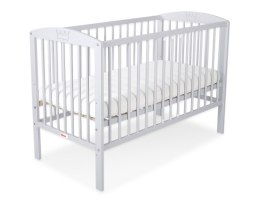 Drewniane łóżeczko dla niemowląt 120x60cm korony szare