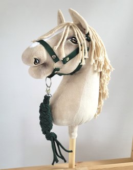 Zestaw do Hobby Horse: kantar A3 + uwiąz ze sznurka - butelkowa zieleń