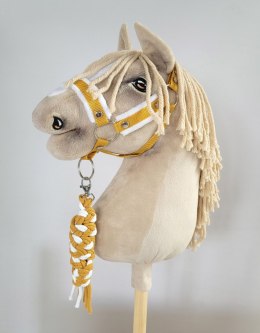 Uwiąz dla Hobby Horse ze sznurka - biało-musztardowy