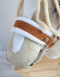 Zestaw do Hobby Horse: kantar A3 z białym futerkiem + uwiąz ze sznurka - biało-rudy