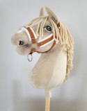 Zestaw do Hobby Horse: kantar A3 z białym futerkiem + uwiąz ze sznurka - biało-rudy