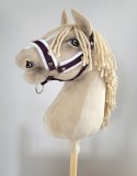 Zestaw do Hobby Horse: kantar A3 z białym futerkiem + uwiąz ze sznurka - biało-śliwkowy